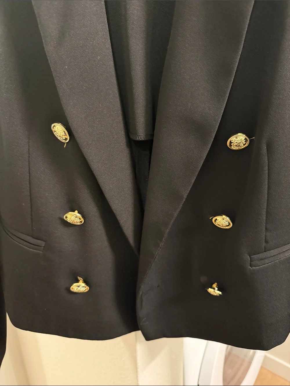 Shelby & Palmer Black Double-Breasted Blazer with Gold Buttons